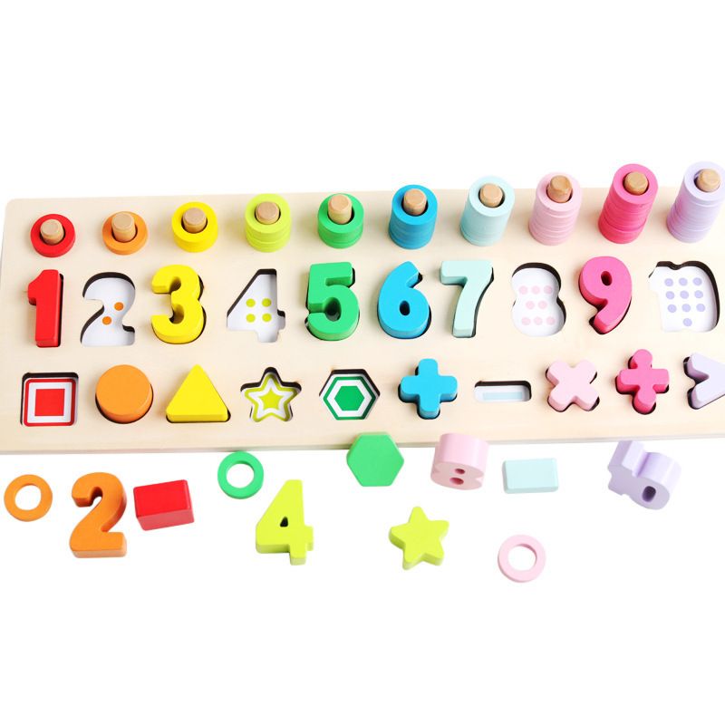 children wooden montessori materials learning to count numbers matching digital shape match early education teaching math toys