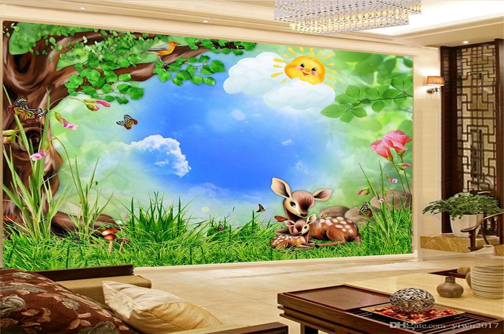 Custom Any Size 3d Wallpaper 3d Cartoon Forest Deer Animal Wallpaper HD Landscape Wall paper Superior Custom Any Size 3d Wallpaper 3d Cartoon Forest Deer Animal Wallpaper HD Landscape Wall paper Superior
