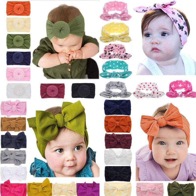 Kids Baby Girls Headband Turban Knot Bow Hair Bands Head Wrap Headwear Headdress