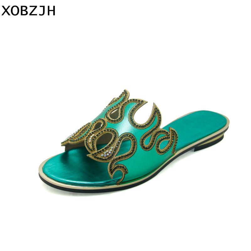 ladies green sandals
