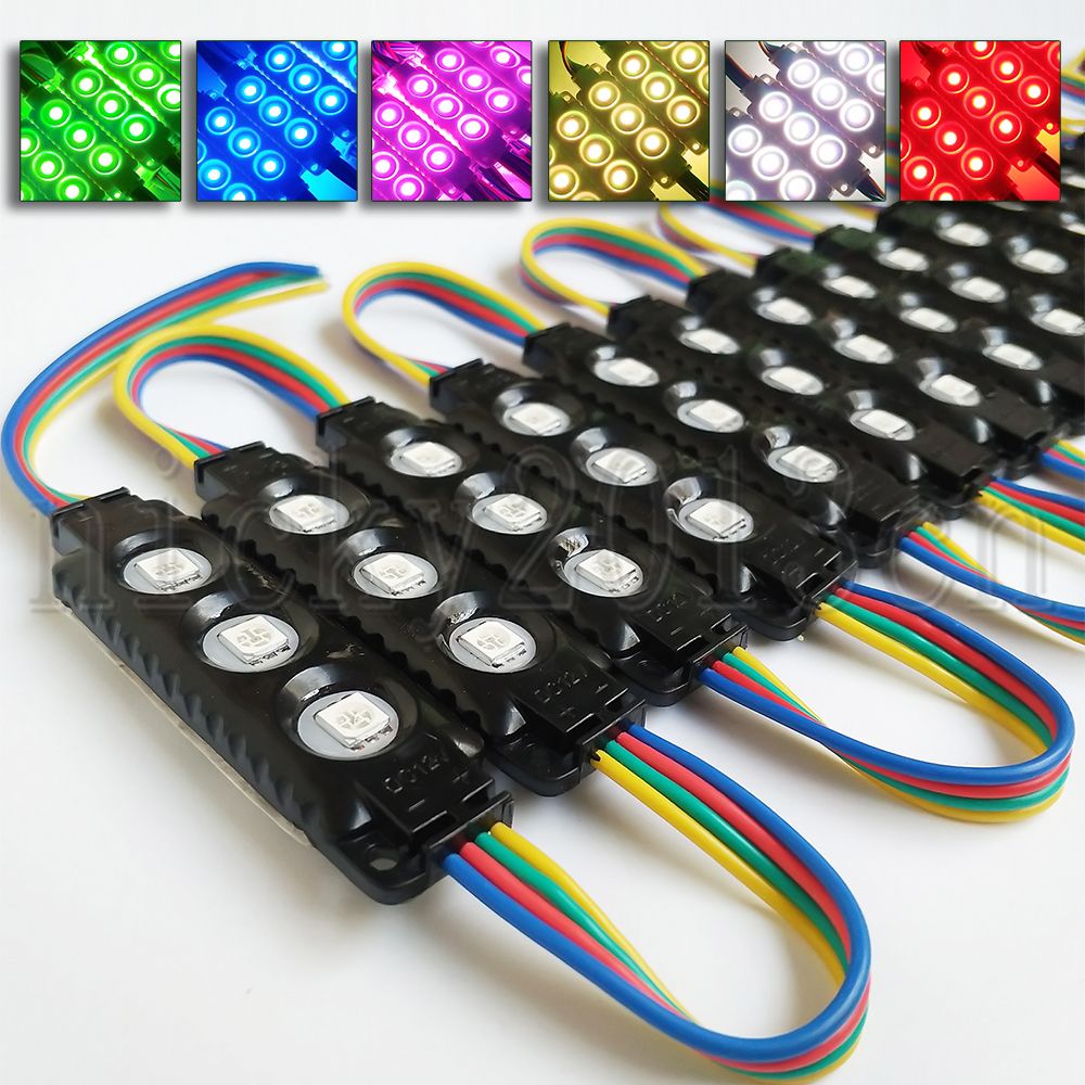 200PCS Waterproof 5050 RGB LED Module SMD 3 LEDS Light STORE FRONT WINDOWS 12V 