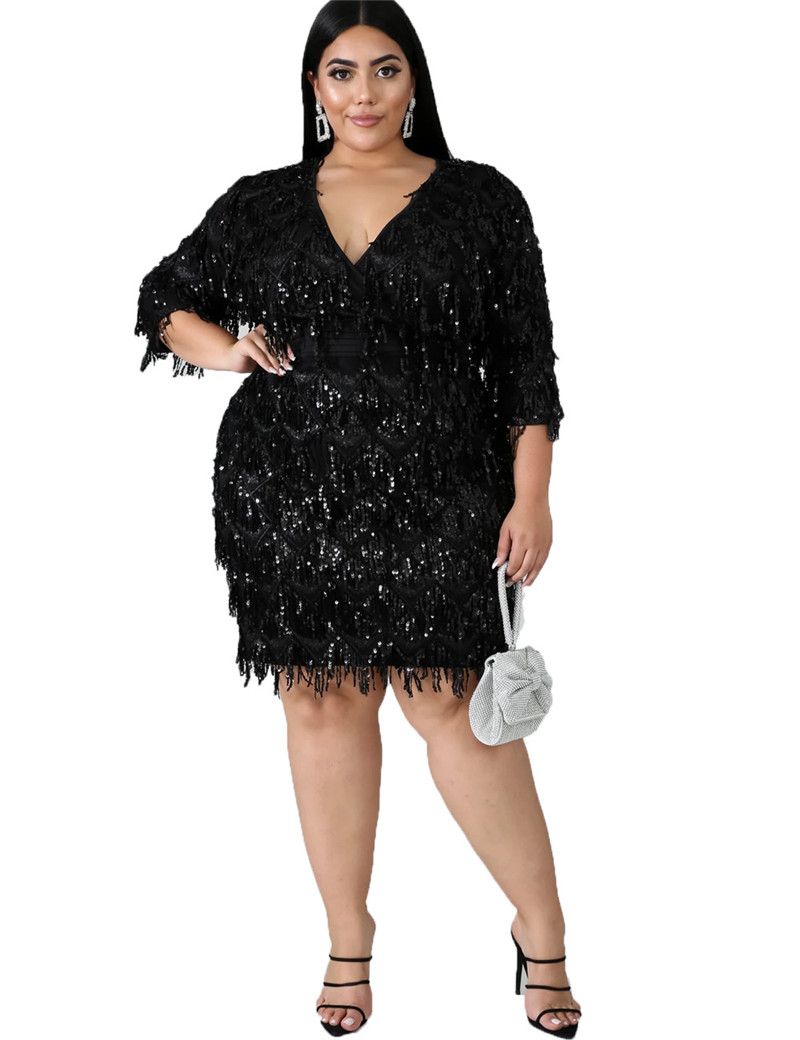 plus size dress with tassels