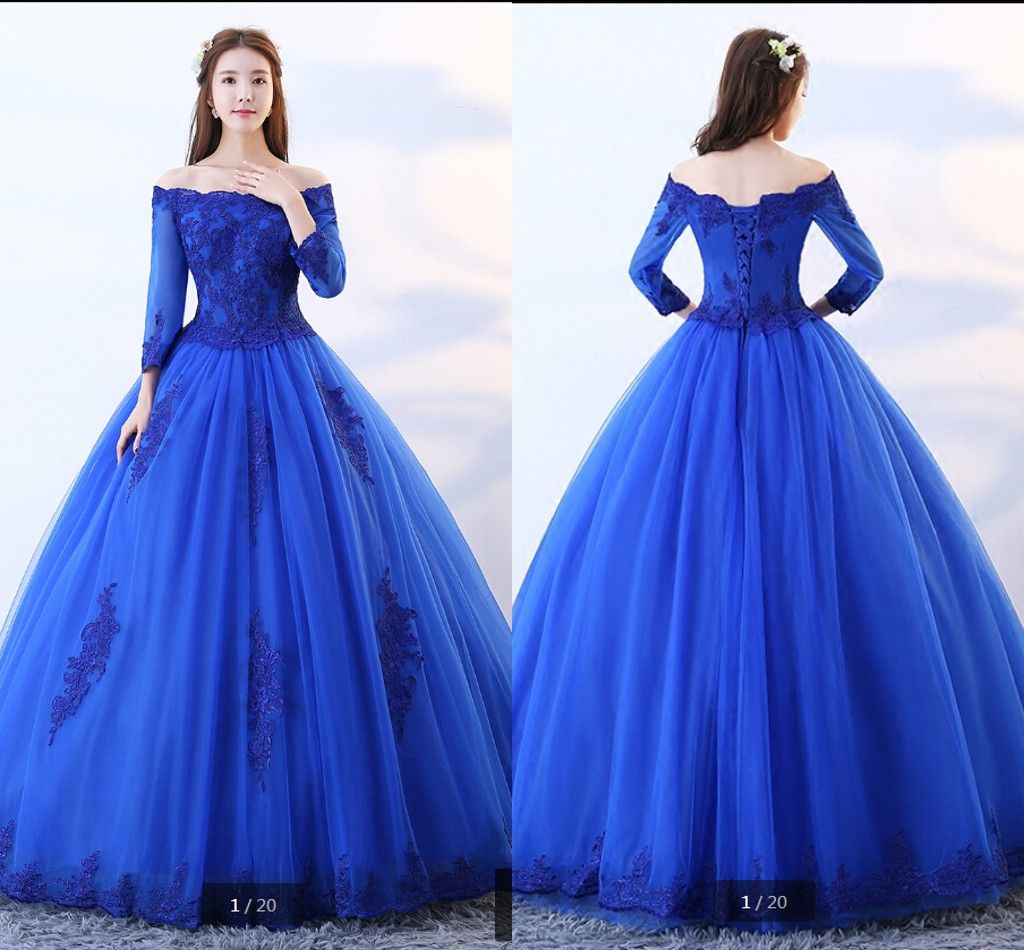 Vestido De Festa Royal Blue Ball Gown ...