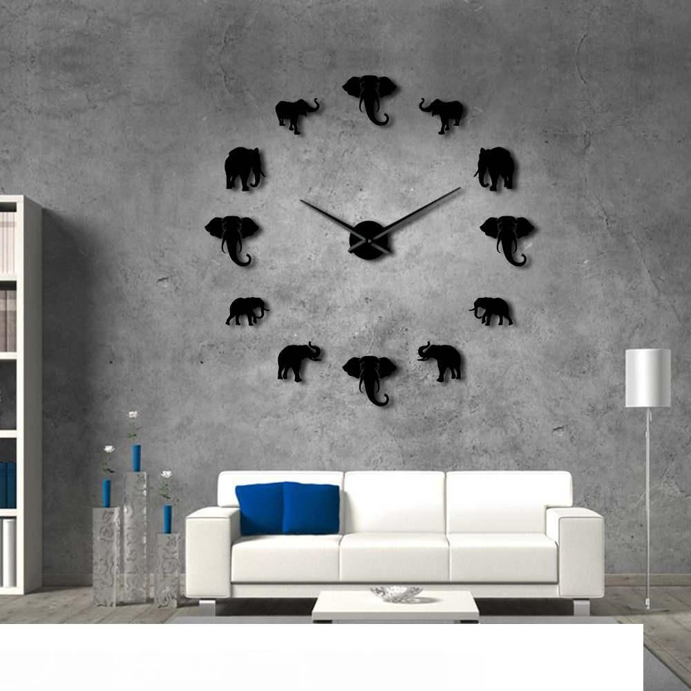 Compre 37inch Animales De La Selva Elefante Bricolaje Grande Reloj
