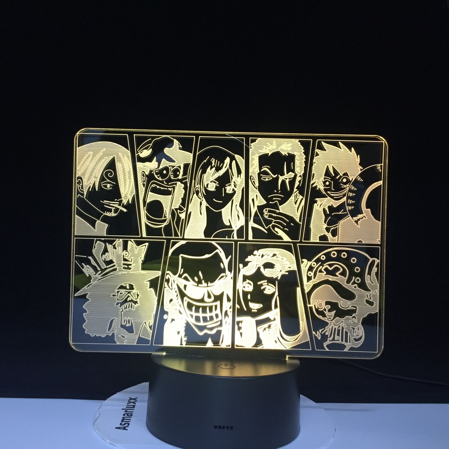 One Piece Cartoon Team Night Light Luffy Sanji Zoro Nami 3d Led Illusion Table Lamp Colors Change Luminaria Touch Lamp Aw 731 From Wei4134 54 24 Dhgate Com