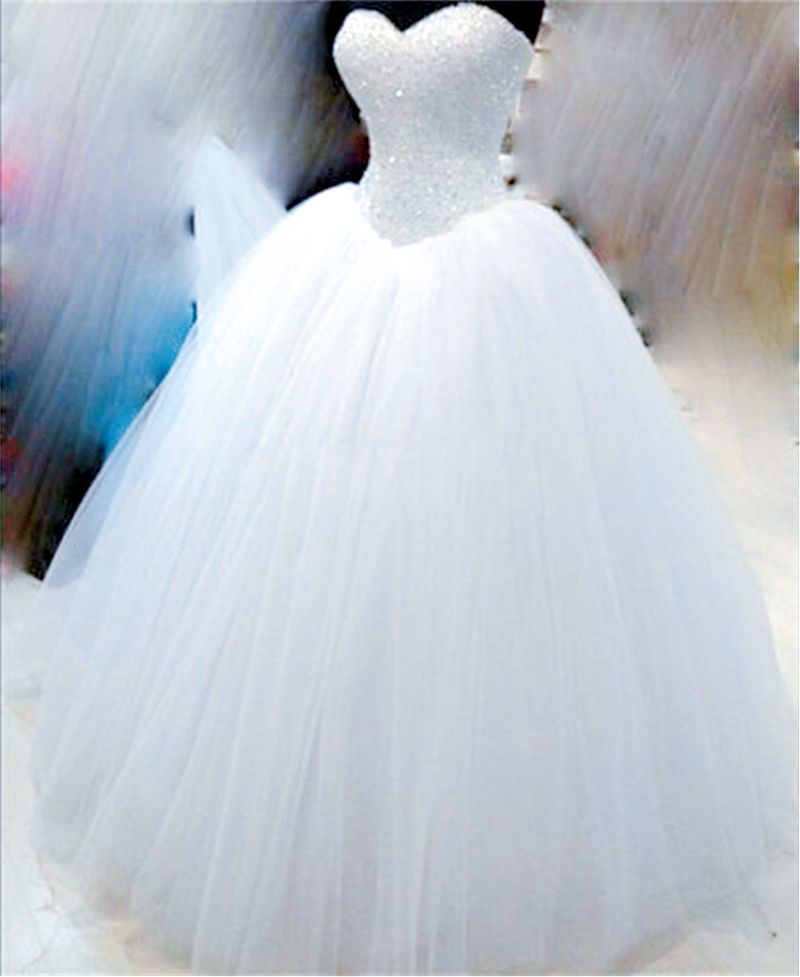 New Simple White Puffy Ball Gown ...