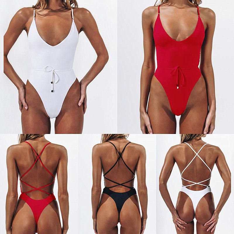 red high cut one piece