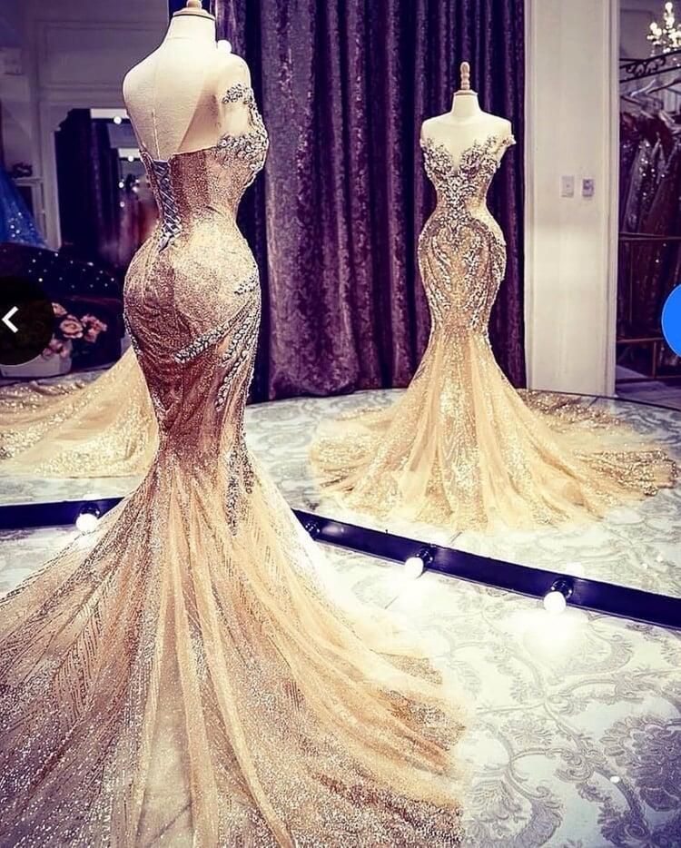 lace gown with tail