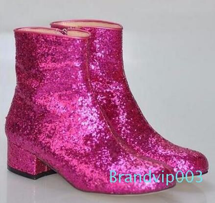 red sparkly ankle boots