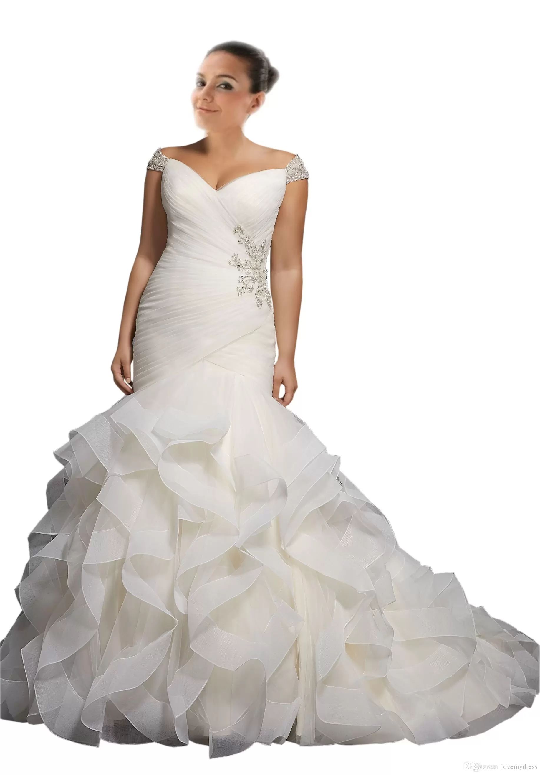 2018 New Arrival Wedding Dress Mermaid Plus Size Cheap V ...