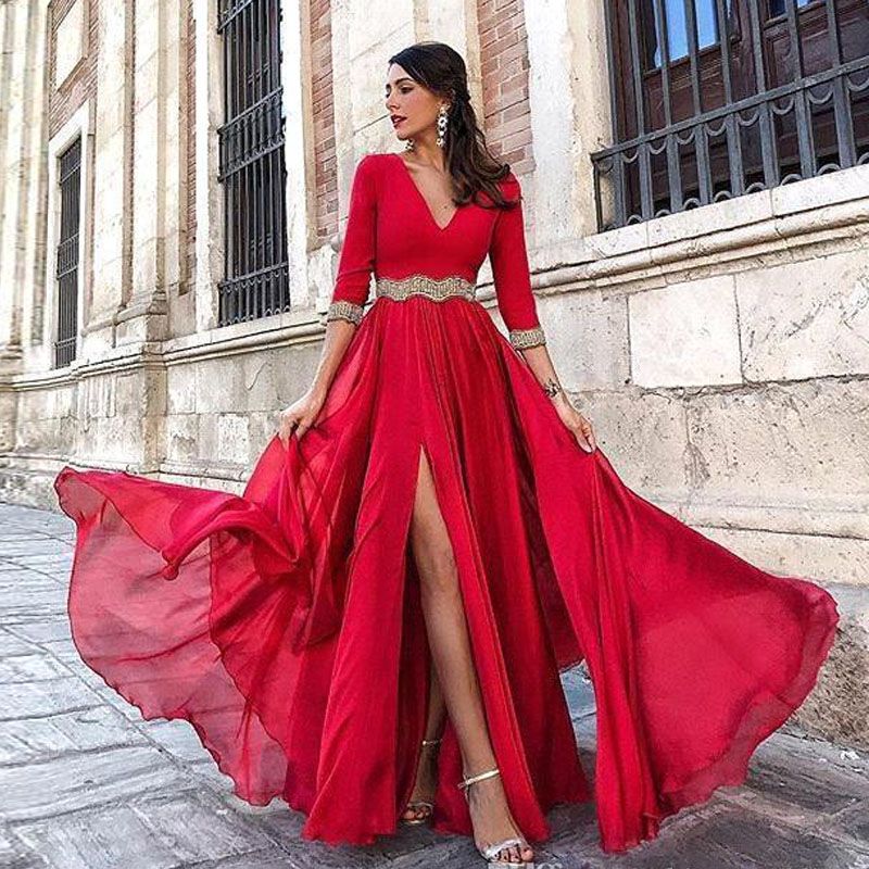 quarter sleeve prom dresses