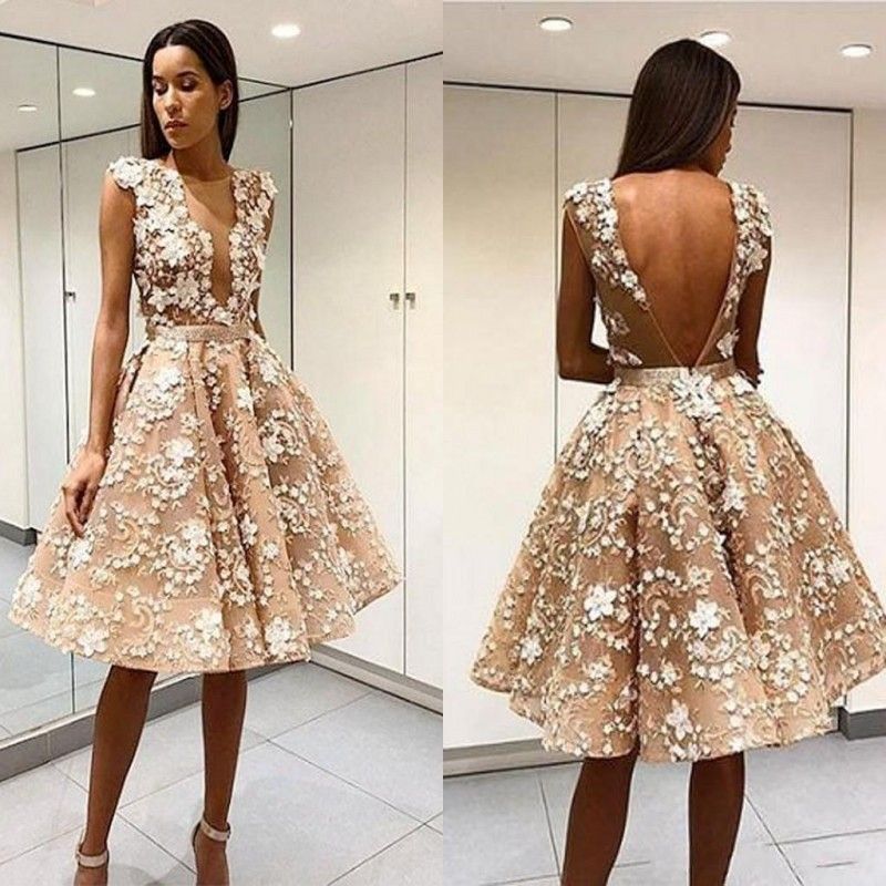 Elegant Robe De Soiree Champagne Short 