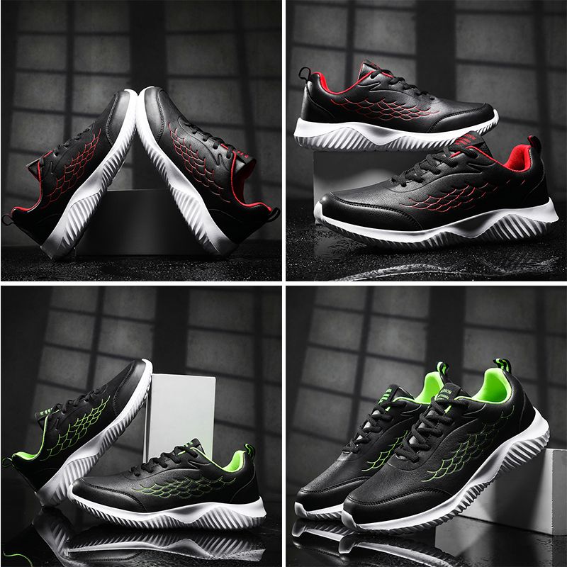 black leather running shoes mens