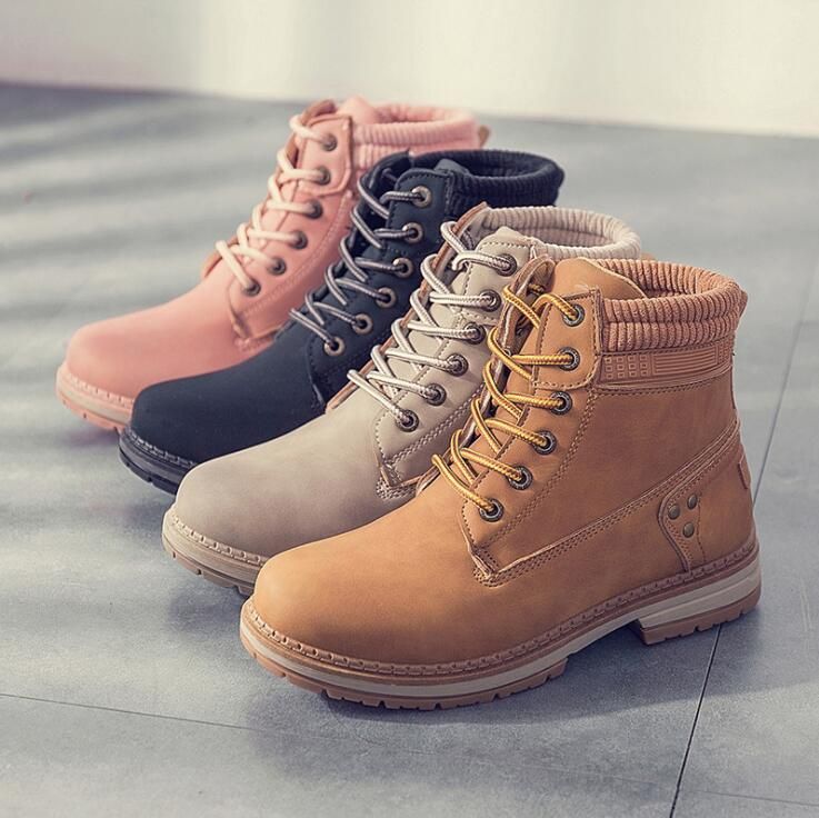 2018 Otoño invierno Nuevas mujeres Botines Tejer lana Botas Martin Zapatos moda casual