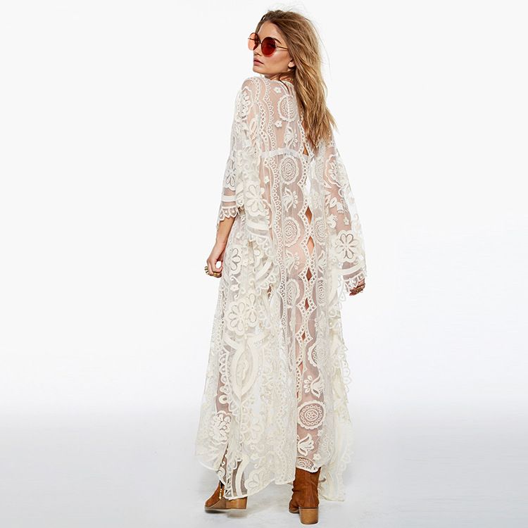 white lace kaftan dress