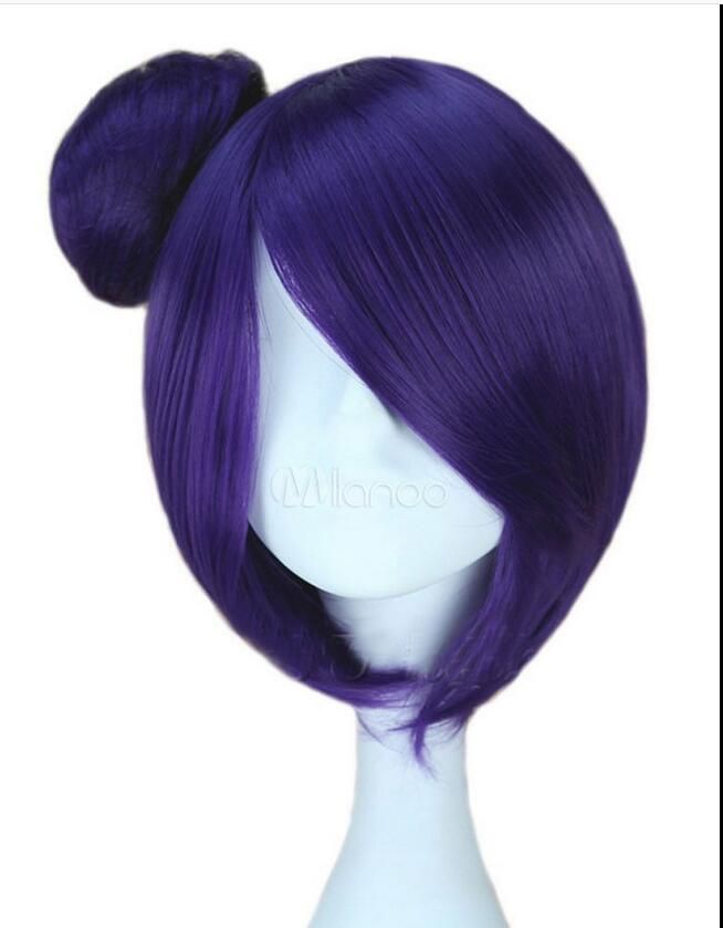 Predecir Sufijo luto Naruto akastuki peluca corta recta púrpura Konan Cosplay de Halloween
