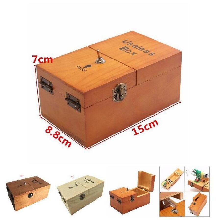 2020 Electronic Useless Box Funny Toy Desk Decoration Gifts Wooden