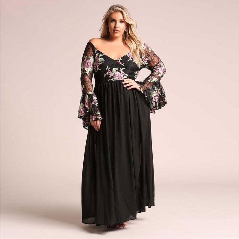 black lace off the shoulder plus size dress