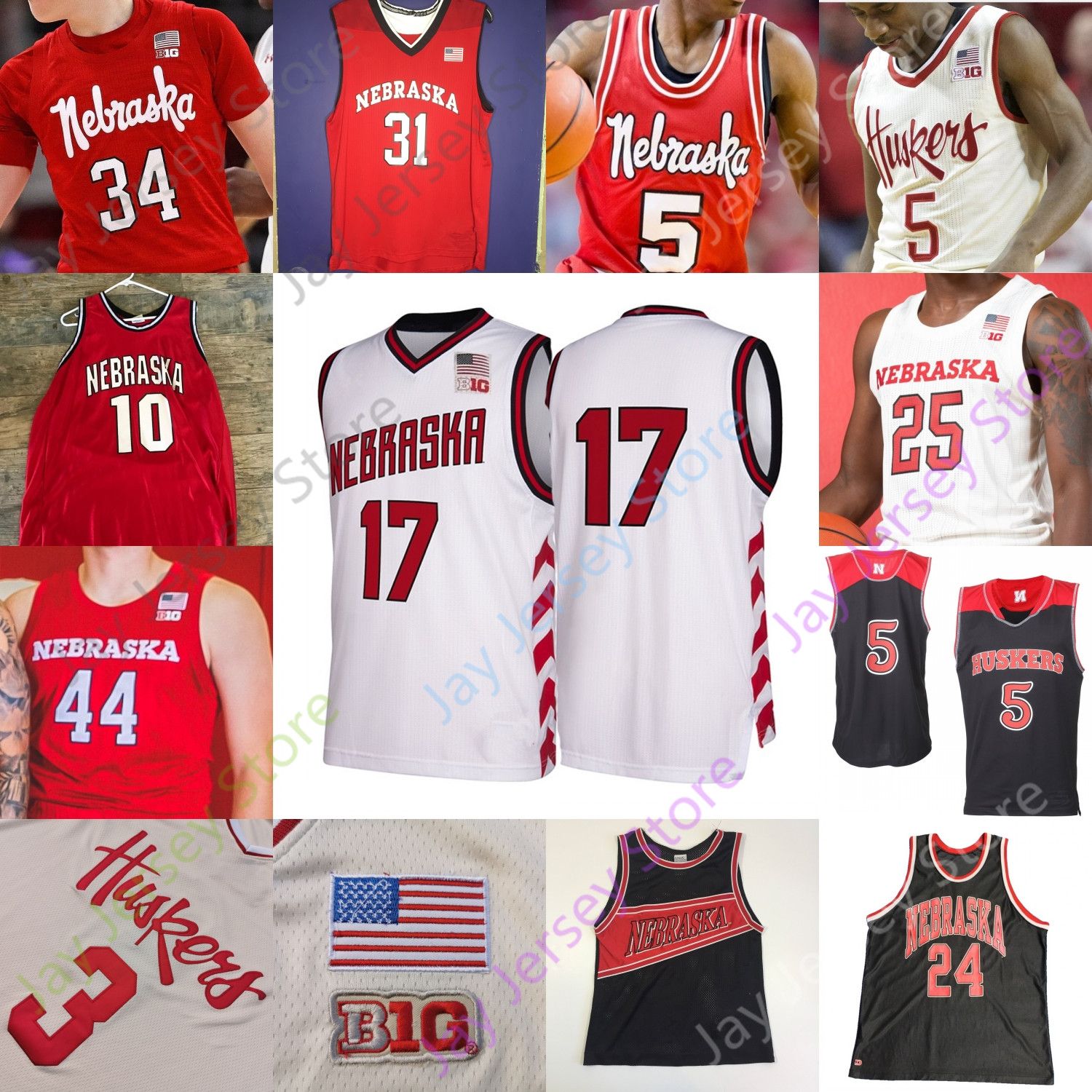 2020 Nebraska Cornhuskers Basketball Jersey NCAA College Dachon Burke