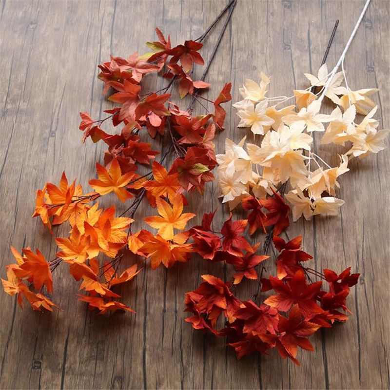 2020 10p Silk Maple Tree Branches Artificial Greenery Plant Green Maple Tree Stems For Wedding