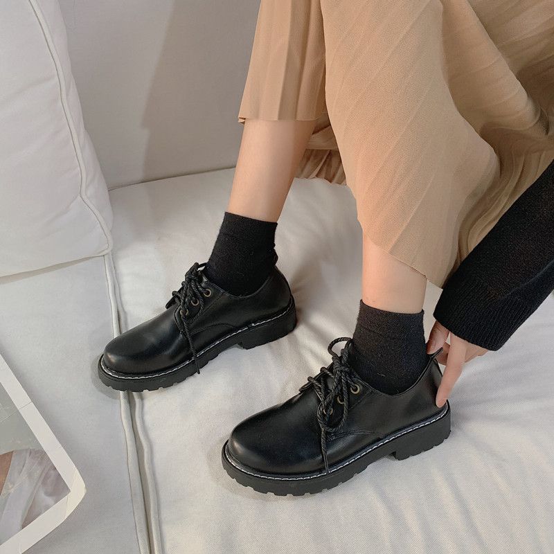 black leather shoes female