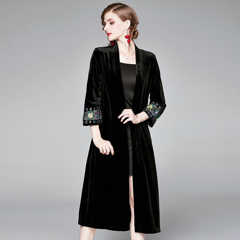long velvet coat plus size