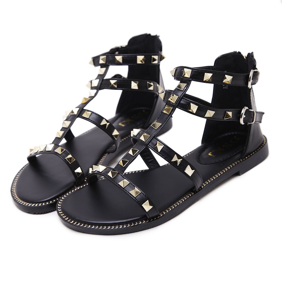 black flat summer shoes