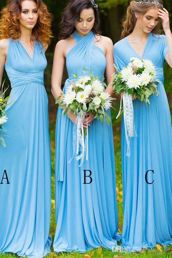 different color blue bridesmaid dresses