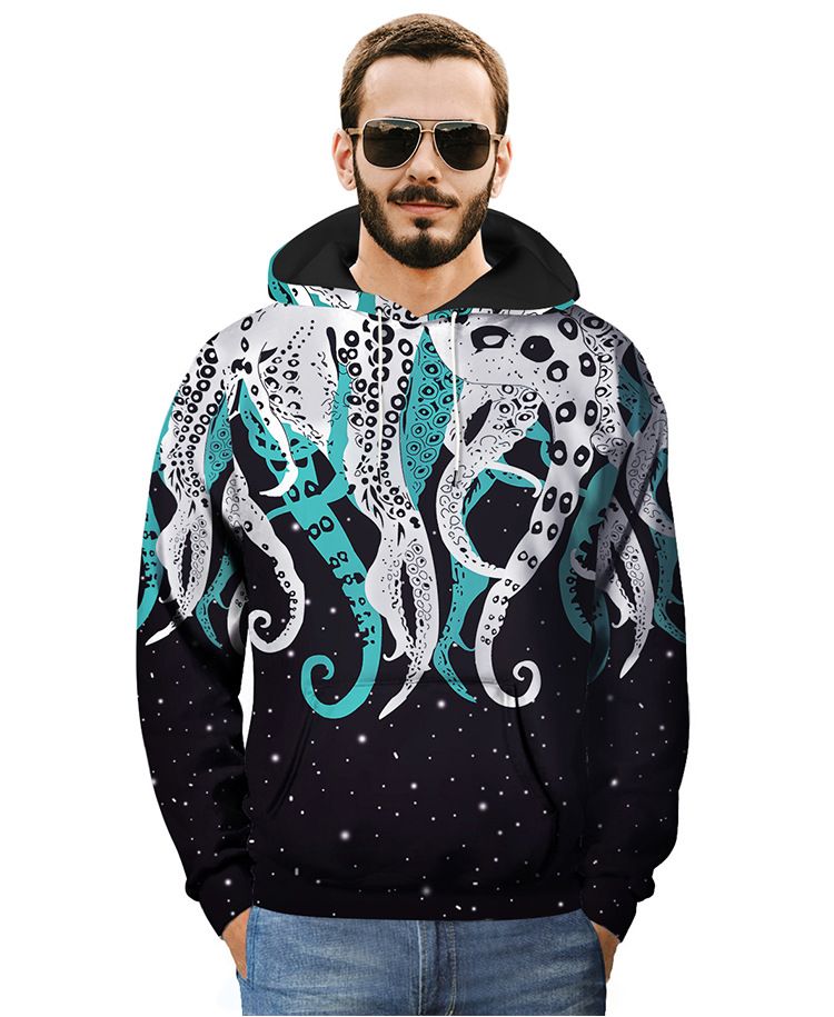 Galaxy Blue Octopus Costume Unisex Mens Womens 3D Printed Hoodie Sweatshirt Pullover Tops Blouse