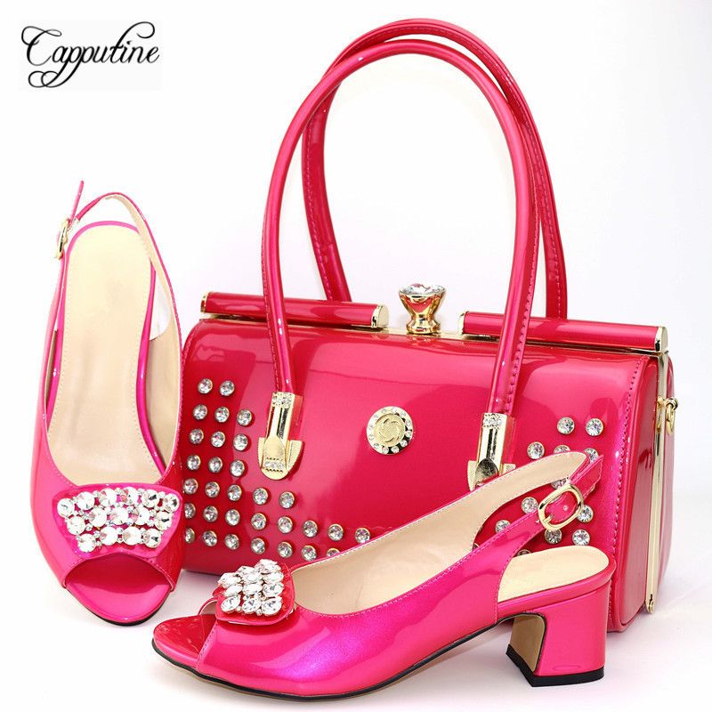 fuchsia shoes and bag