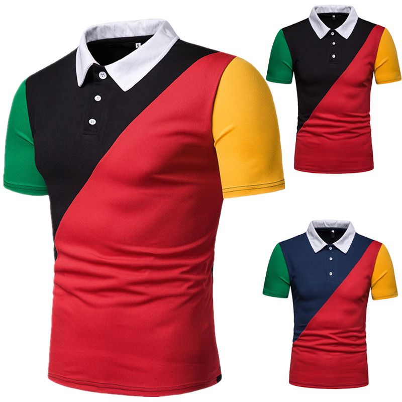 Polos T Shirts Contrast Color Panelled Polos Tee For Mens Tops Fashion ...