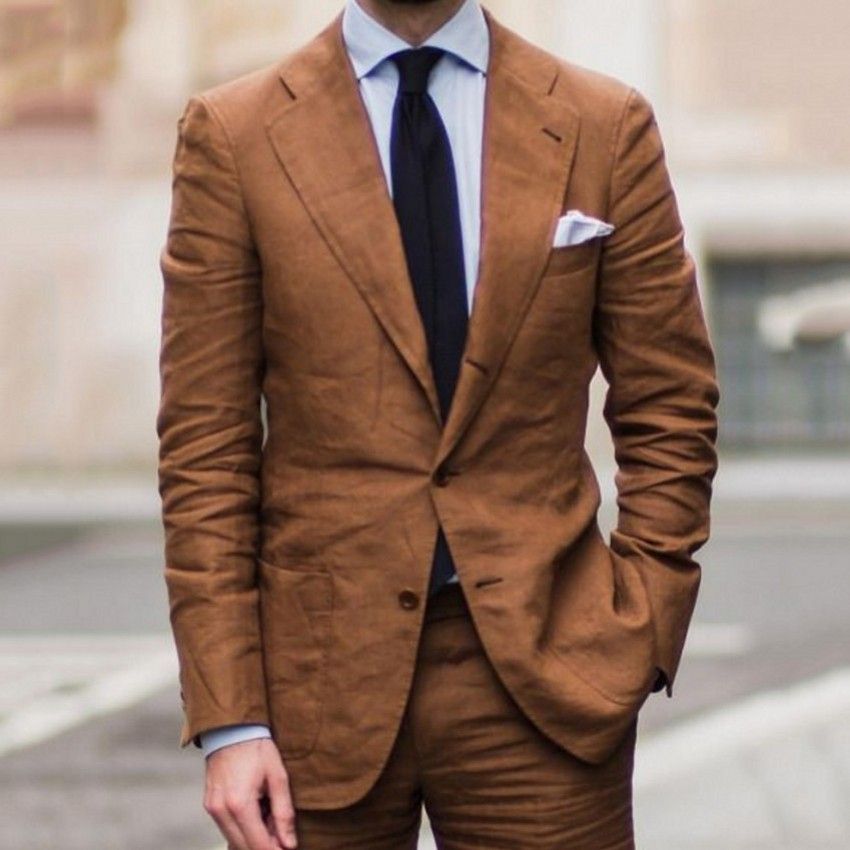 Acquistare Ultimi Disegni Personalizzati Di Pantaloni Da Cappotto Abiti Da  Uomo Casual In Lino Marrone Abiti Da Spiaggia Estivi Da Uomo Uomo 2 Pezzi  Abito Da Uomo Con Pantaloni Economico | Consegna