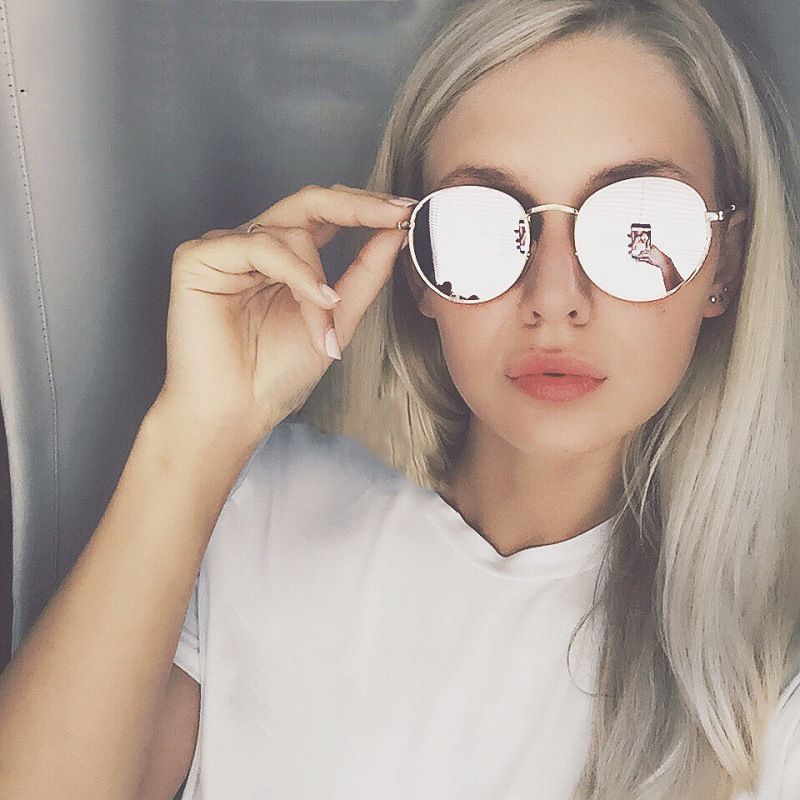 Gafas sol redondas sencilla de de las mujeres marca de diseño retro 2018 de