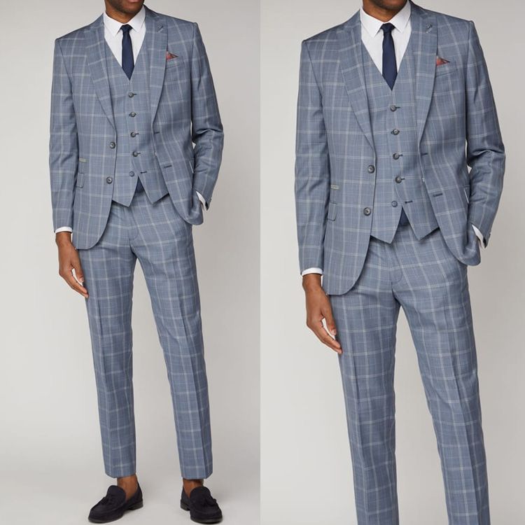 Compra Trajes De Hombre De Verano Hermoso Vestido De Novio A Cuadros De Dos  Botones Clásico Para La Boda Playa Ocio Hombres Traje Blazer Chaqueta +  Chaleco + Pantalones Barato | Entrega