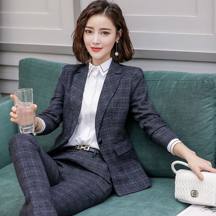 Compra Conjunto Gris De Blazer A Cuadros Y Trajes De Pantalón Para Mujer 2  Unidades Elegante Terno Feminino Oficina Pantalón De Trabajo Ropa De  Trabajo Más Tamaño Barato | Entrega Rápida Y