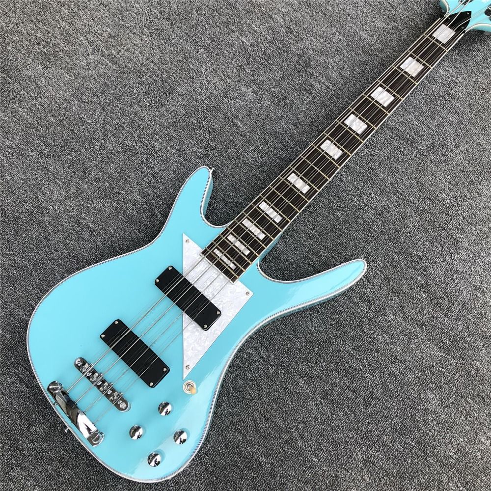 Factory 12 Strings Pale Green Music Electric Bass Guitar Ebony