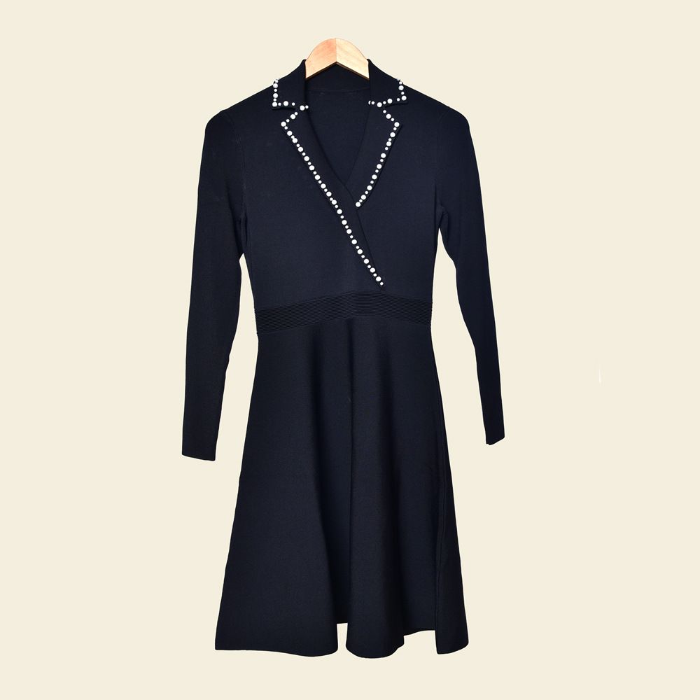 plain black long frock