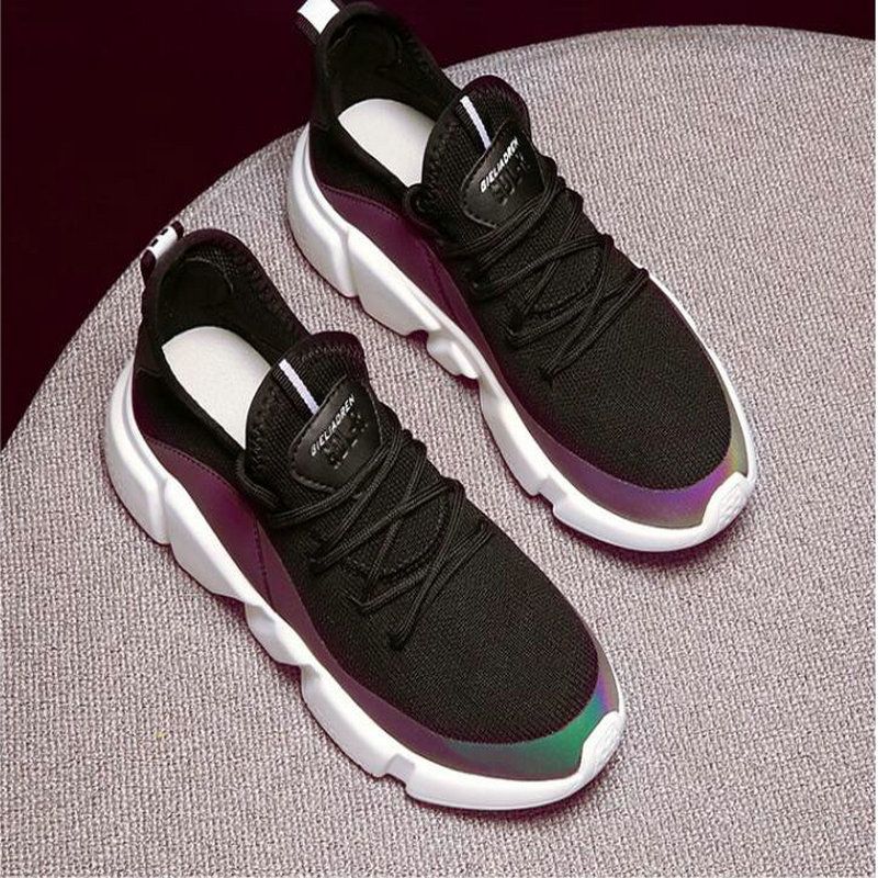 2019 Tleni 2019 Brand New Girl Walking Lady Mash Lace Up Colorful Sneaker Shoes Women Reflective Training Shoes Thick Sole ZK 111 From Cutport, $31.76