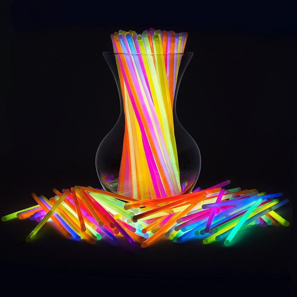 100pcs Neon Fluorescence Sticks Glow in The Dark Luminous Party Supplies 