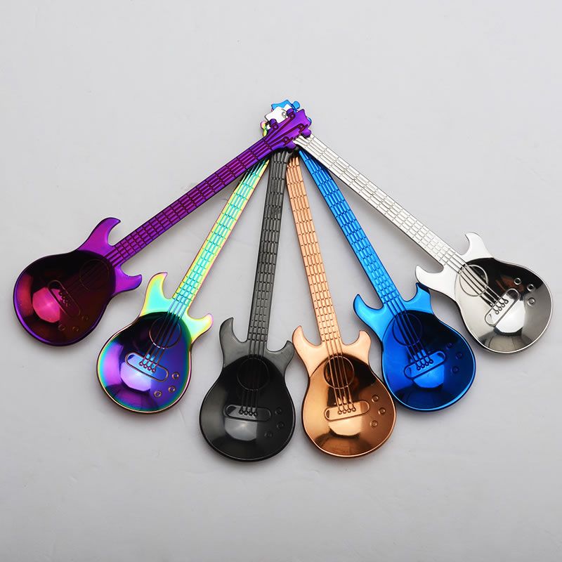 1pcs stainless steel musical instruments guitar spoon milk coffee tea spoon *tr