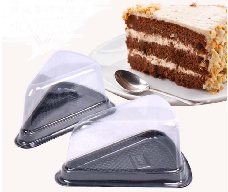 Disposable Plastic Transparent Cheese Triangle Cake Dessert Boxes Plastic Uptake Cake Box For