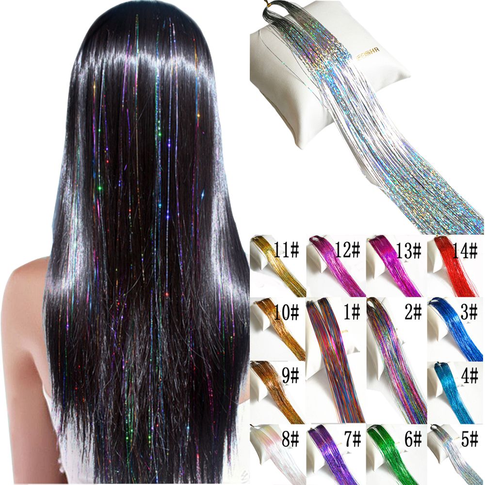 Hair Tinsel Sparkle Holographic Glitter Extensions Highlights Party Wig  Bling