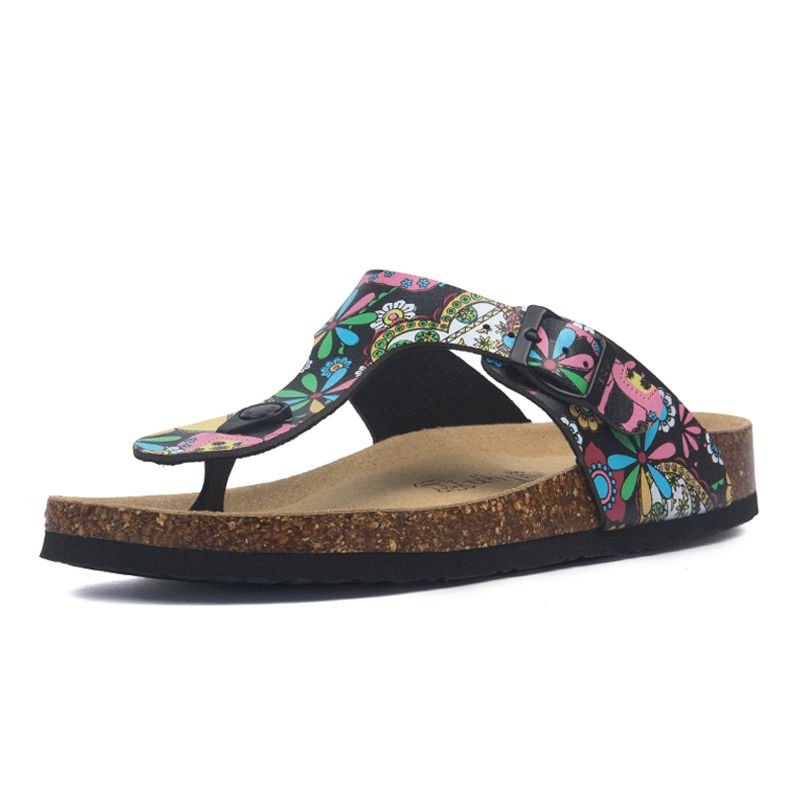 Summer Women Cork Slippers PU Leather Woman Sandals Fashion Flip Flops For Women Mule Clogs 