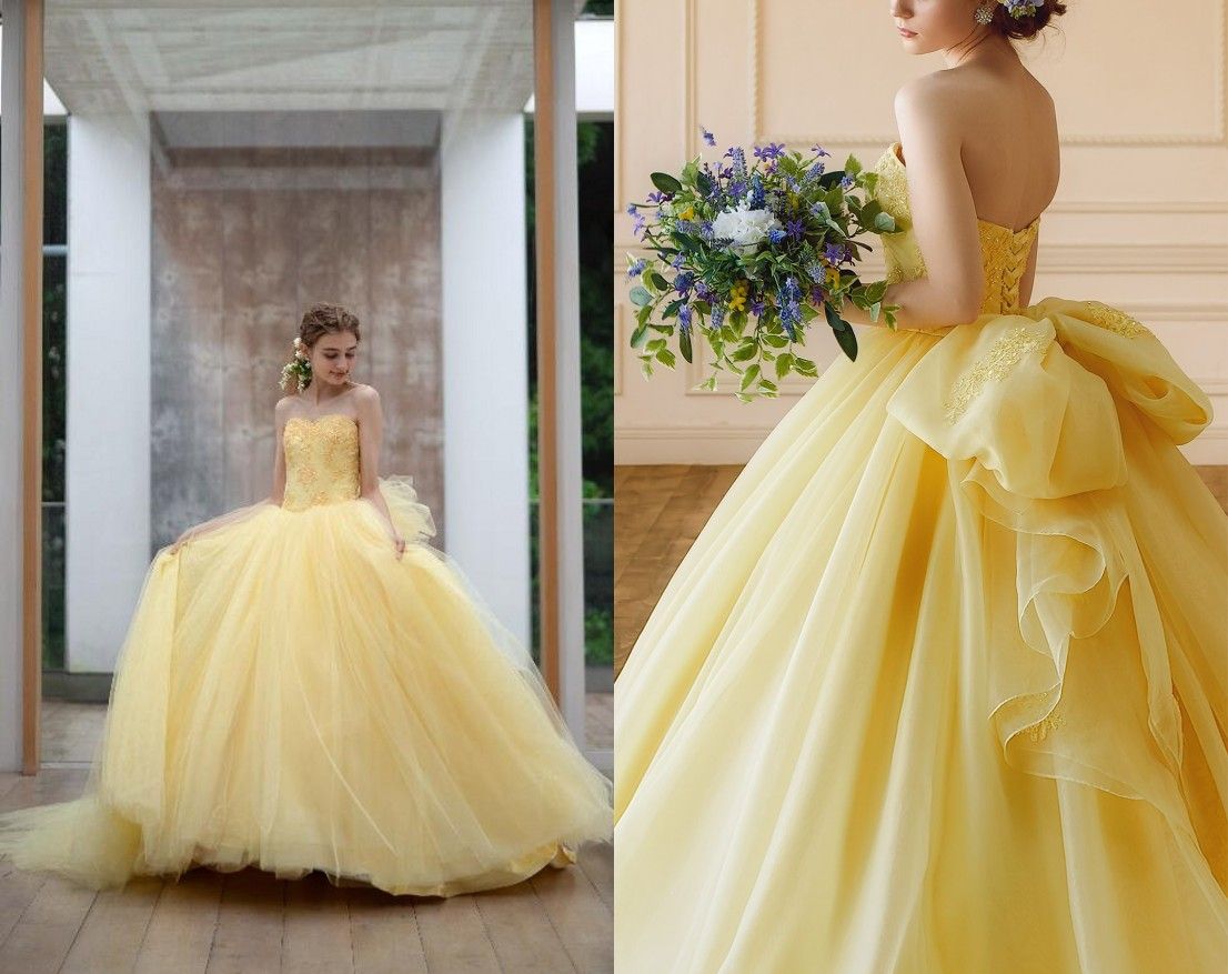 cheap yellow ball gown