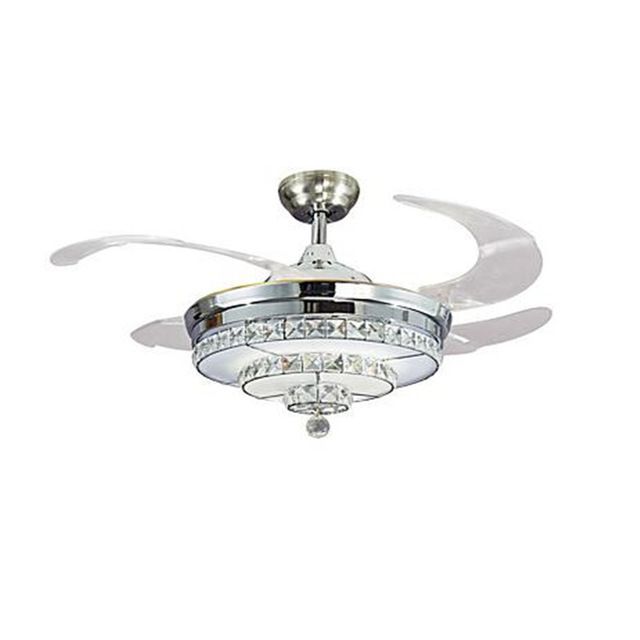 2019 Modern 42 Inch 107cm Invisible K9 Crystal Ceiling Fan Light