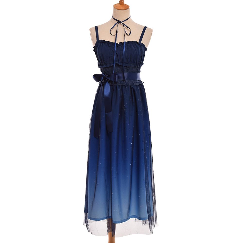 navy blue long summer dress