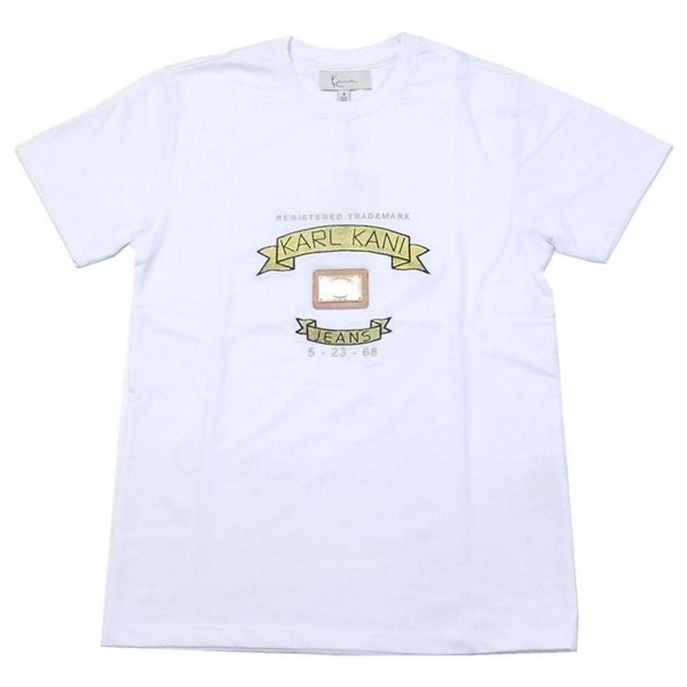 Karl Kani Designer Trademark T-Shirt WHITE Embroidered Official Tee 90/'s NWT