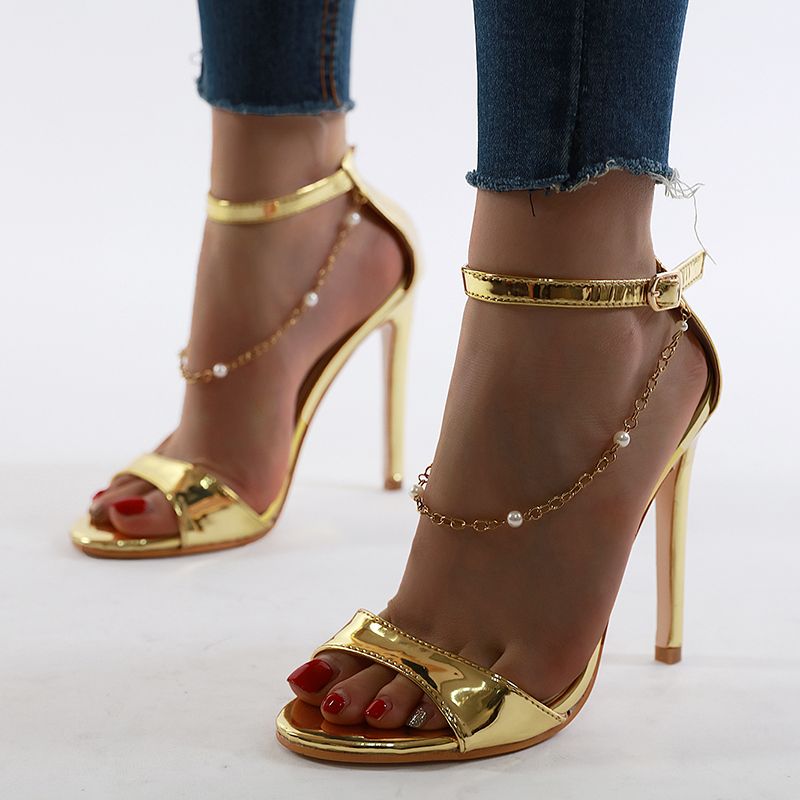 chain ankle strap heels