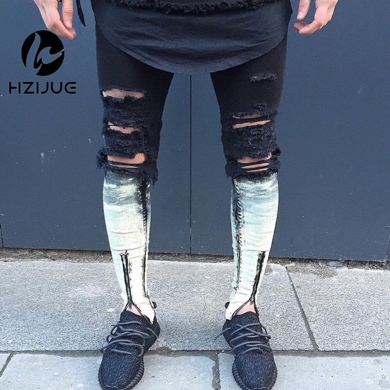 black ripped joggers mens