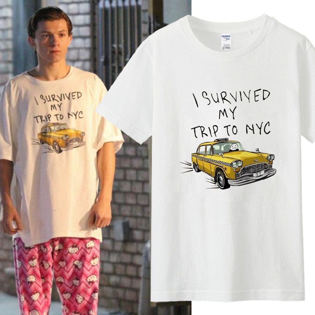 Spider-man T-shirts Tom Holland Tees I Survived My Trip To NYC Cotton Funny Tees